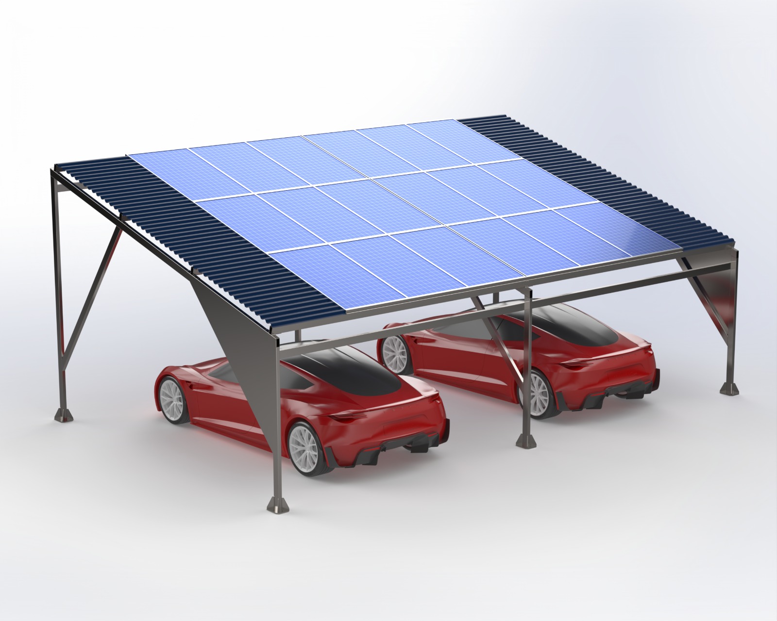 Estrutura de painéis solar de 8m - Particular - Projeto mecânico